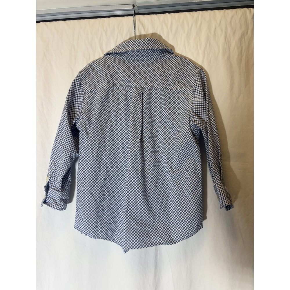 GAP Boys Button Down Shirt Size XS 4 Blue White‎ Checked Long Sleeve Collared Y7 - Picture 4 of 5